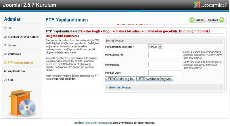 Joomla 2.5 Kurulumu